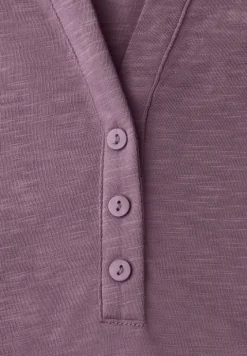 Shirt met 3/4-mouwen, split neck en knopen