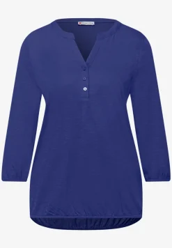 Shirt met 3/4-mouwen, split neck en knopen
