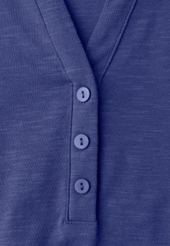 Shirt met 3/4-mouwen, split neck en knopen