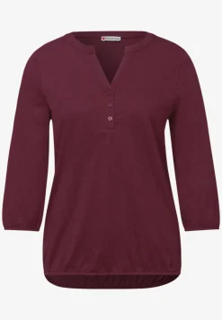 Shirt met 3/4-mouwen, split neck en knopen