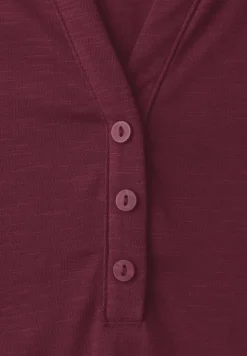 Shirt met 3/4-mouwen, split neck en knopen