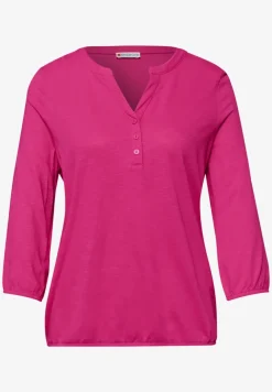Shirt met 3/4-mouwen, split neck en knopen