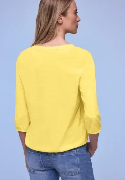 Shirt met 3/4-mouwen, split neck en knopen