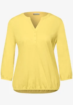 Shirt met 3/4-mouwen, split neck en knopen