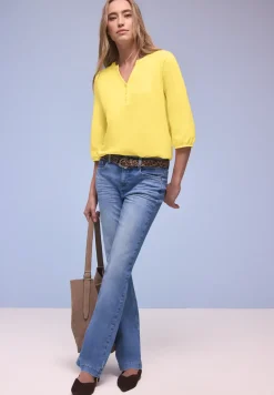 Shirt met 3/4-mouwen, split neck en knopen