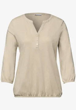 Shirt met 3/4-mouwen, split neck en knopen