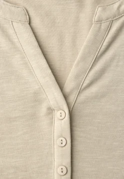 Shirt met 3/4-mouwen, split neck en knopen