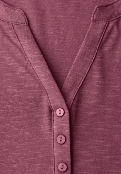 Shirt met 3/4-mouwen, split neck en knopen