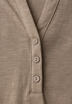 Shirt met 3/4-mouwen, split neck en knopen