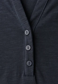 Shirt met 3/4-mouwen, split neck en knopen