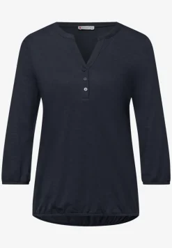 Shirt met 3/4-mouwen, split neck en knopen