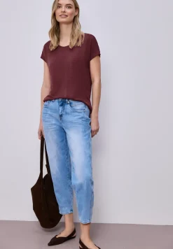 Shirt met overhangende schouders in linnenlook