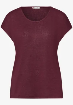 Shirt met overhangende schouders in linnenlook