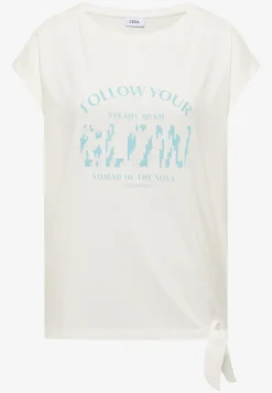 Shirt met overhangende schouder en knoopdetail