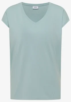 Shirt met overhangende schouders en V-hals