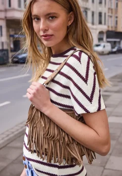 Shirt met overhangende schouders in gebreide look