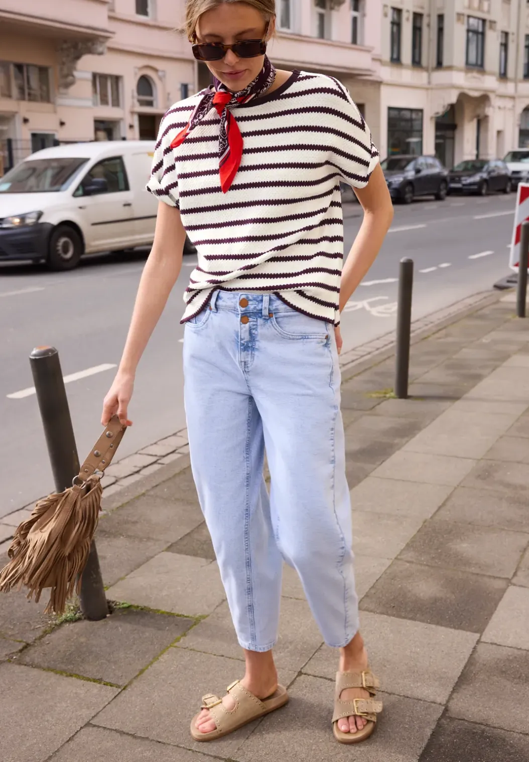 Shirt met overhangende schouders in gebreide look