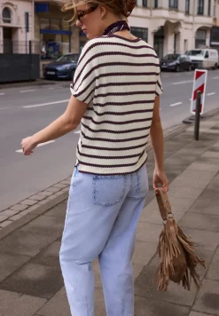 Shirt met overhangende schouders in gebreide look