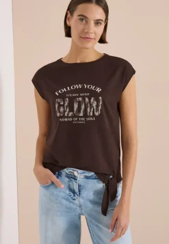 Shirt met overhangende schouder en knoopdetail