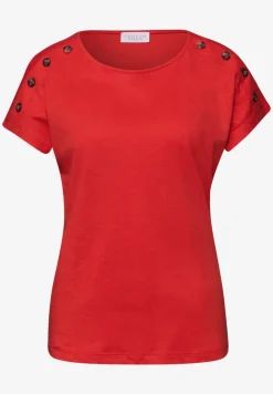 Shirt met overhangende schouder en knoopdetail
