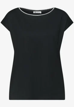 Shirt met overhangende schouder en decoratieve tape