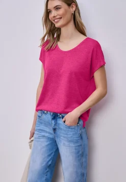 Shirt met overhangende schouders in linnenlook