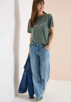 Shirt met overhangende schouders in linnenlook