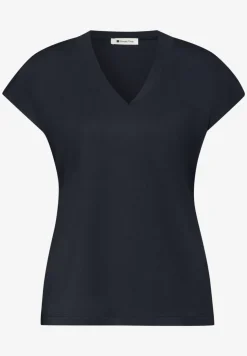 Shirt met overhangende schouders en V-hals