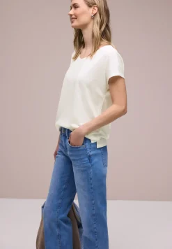 Shirt met overhangende schouders in linnenlook
