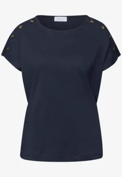 Shirt met overhangende schouder en knoopdetail