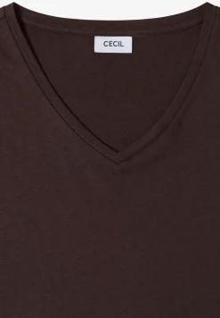Shirt met overhangende schouders en V-hals