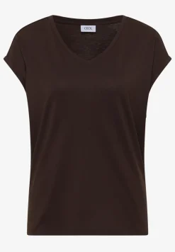 Shirt met overhangende schouders en V-hals