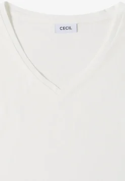 Shirt met overhangende schouders en V-hals