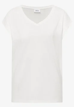 Shirt met overhangende schouders en V-hals