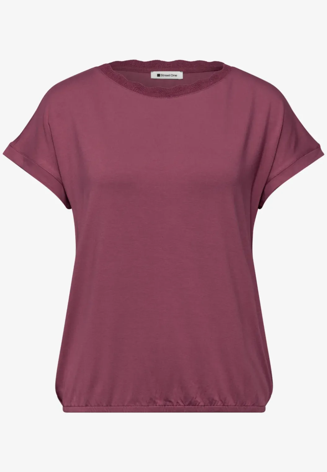 Shirt met ronde hals en decoratieve tape