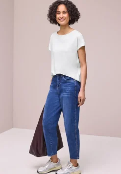 Shirt met ronde hals en decoratieve tape