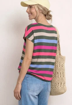 Shirt met ronde hals en elastische zoom