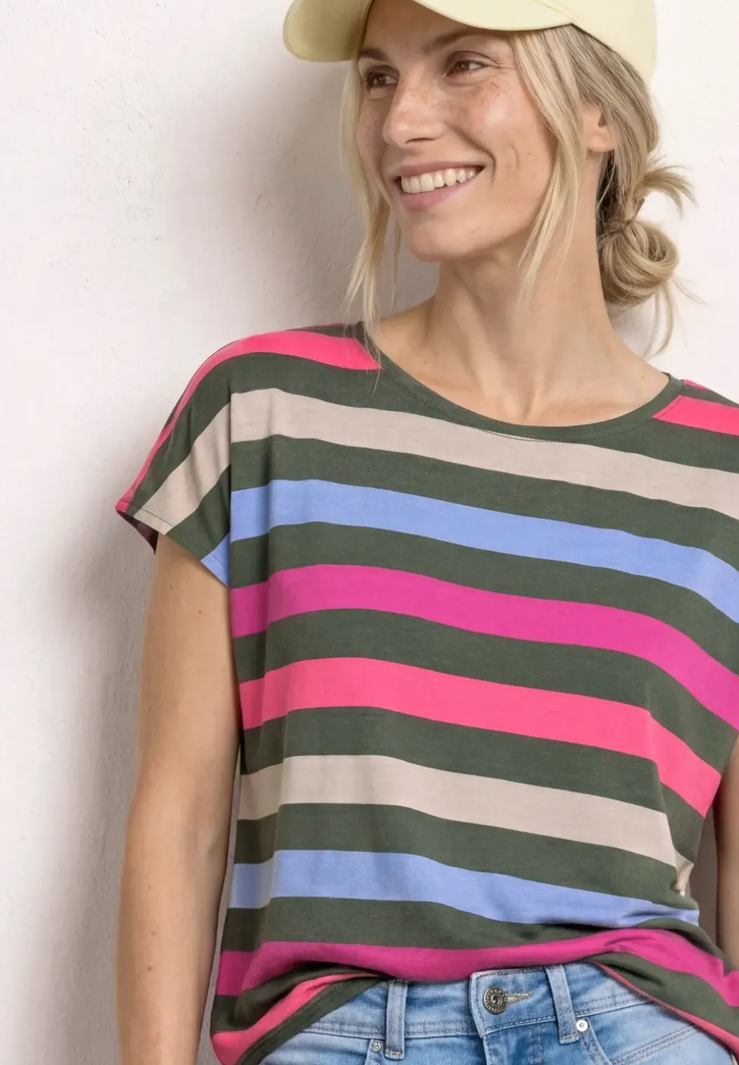 Shirt met ronde hals en elastische zoom