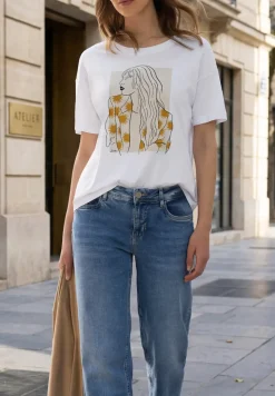 Shirt met ronde hals en frontprint