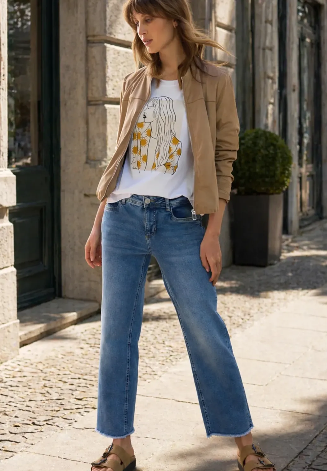 Shirt met ronde hals en frontprint