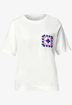 Shirt met ronde hals en gehaakte zak