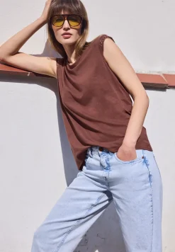Shirt met ronde hals en gehaakte mouwen