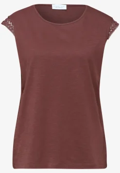 Shirt met ronde hals en gehaakte mouwen