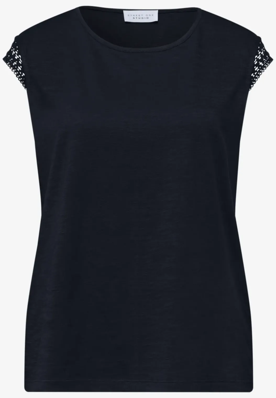 Shirt met ronde hals en gehaakte mouwen