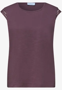 Shirt met ronde hals en gehaakte mouwen
