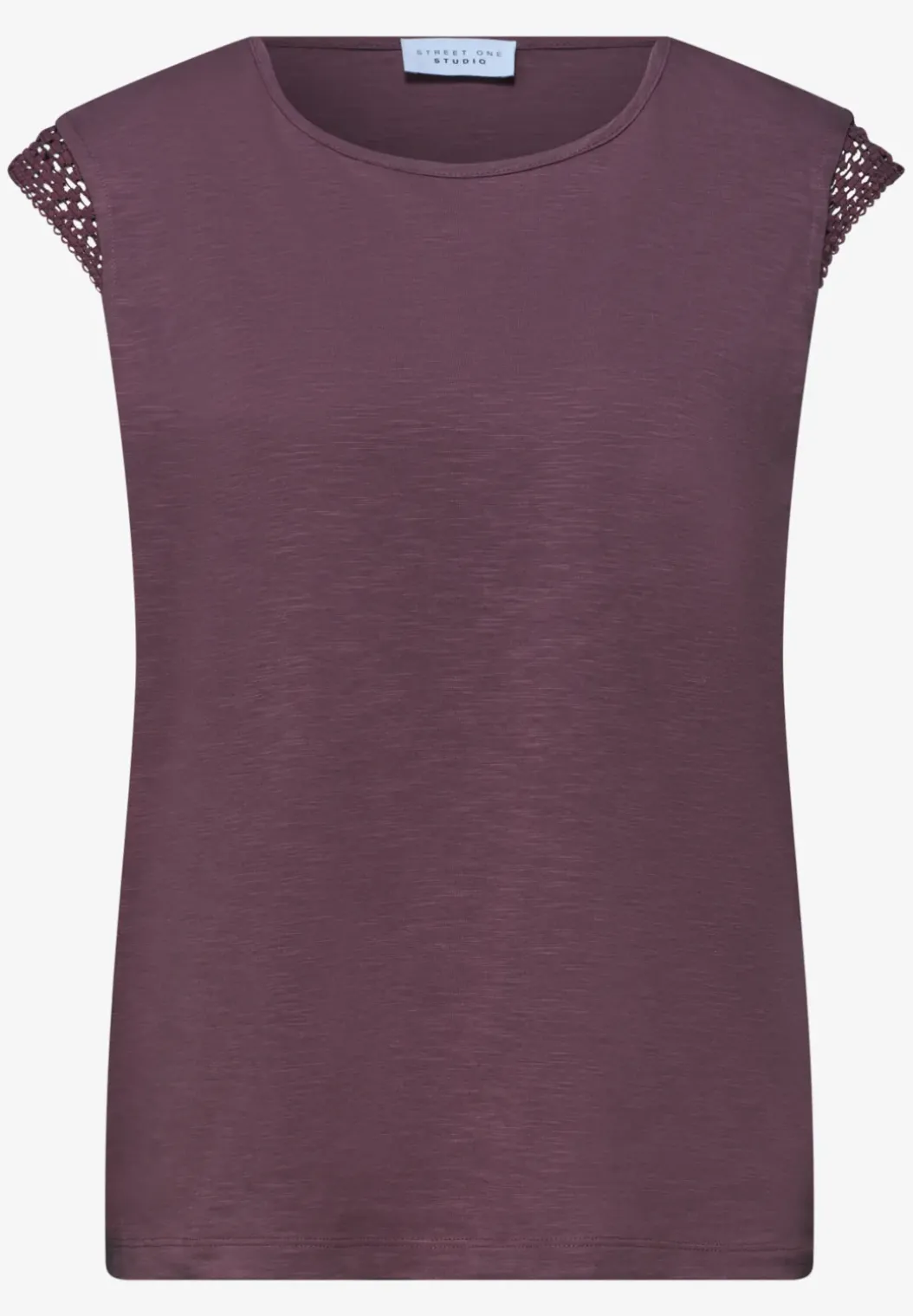 Shirt met ronde hals en gehaakte mouwen