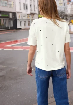Shirt met ronde hals en hartjesprint