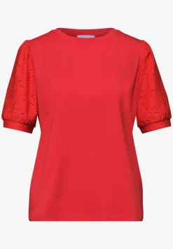 Shirt met ronde hals en kanten mouwen