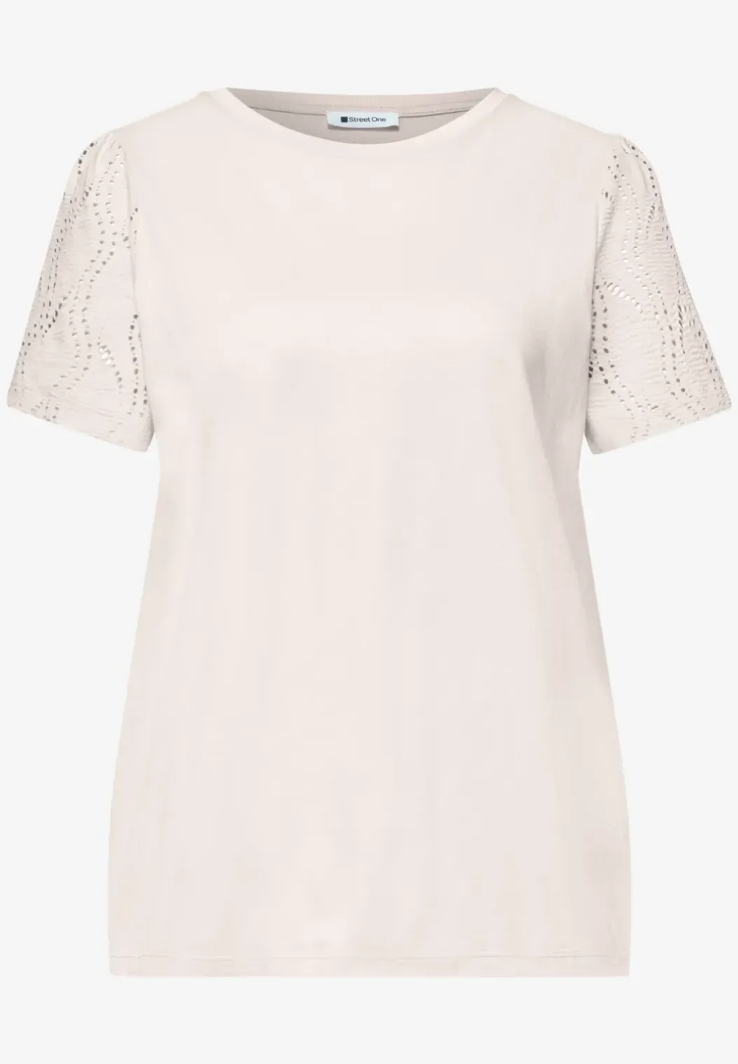 Shirt met ronde hals en kanten mouwen