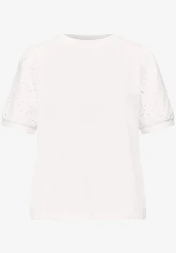 Shirt met ronde hals en kanten mouwen